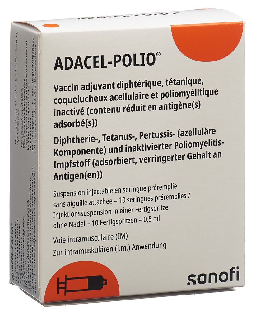 ADACEL-POLIO susp inj s aiguille 10 ser pré 0.5 ml