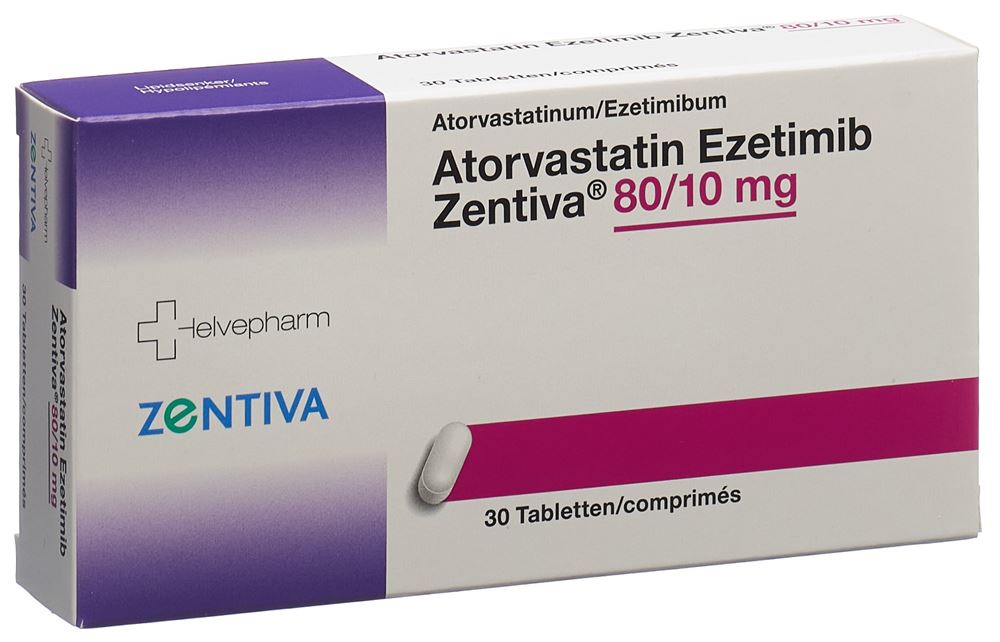 Atorvastatin Ezetimib Zentiva 80 mg / 10 mg, Tabletten