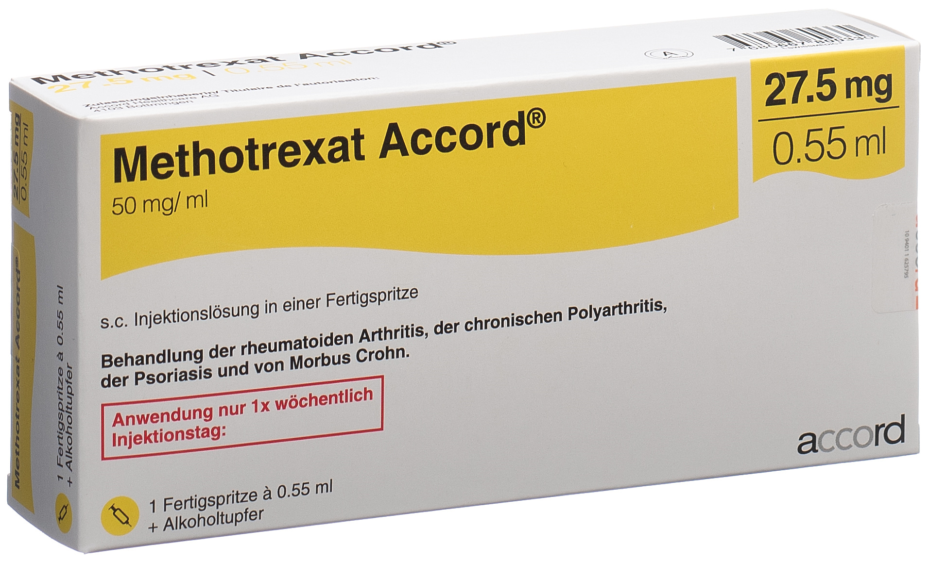 Methotrexat Accord 27.5 mg/0.55 ml, Injektionslösung im Fertiginjektor