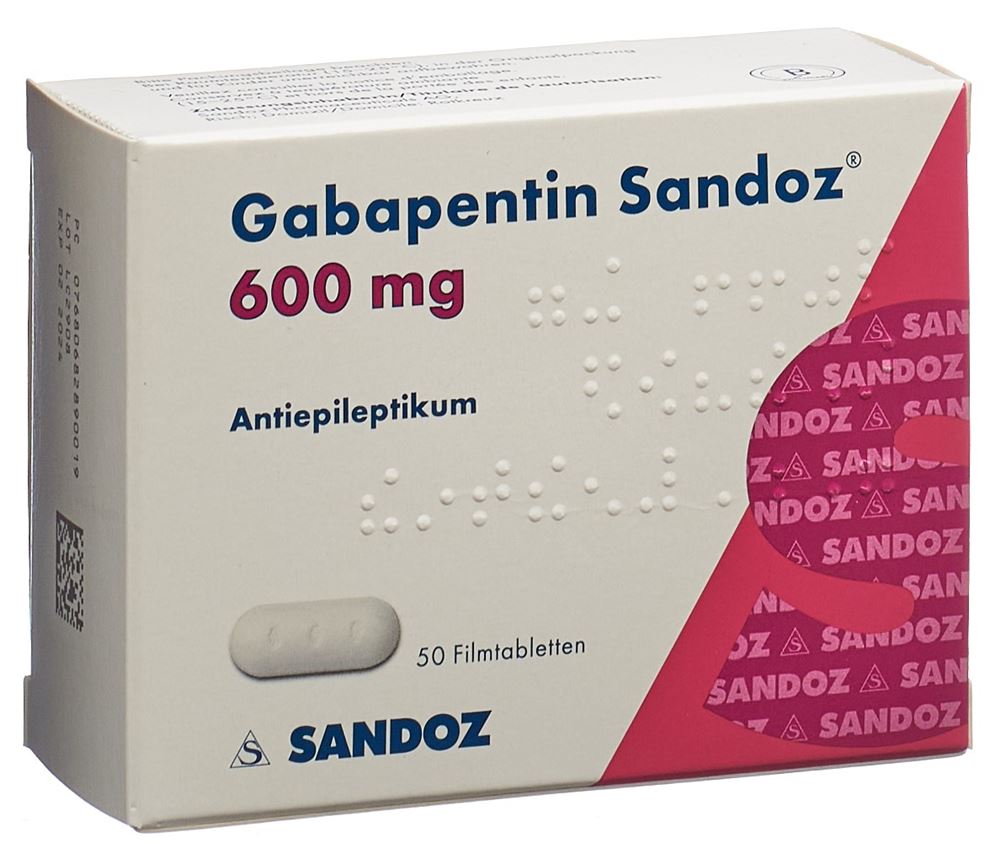 GABAPENTINE Sandoz cpr pell 600 mg 50 pce