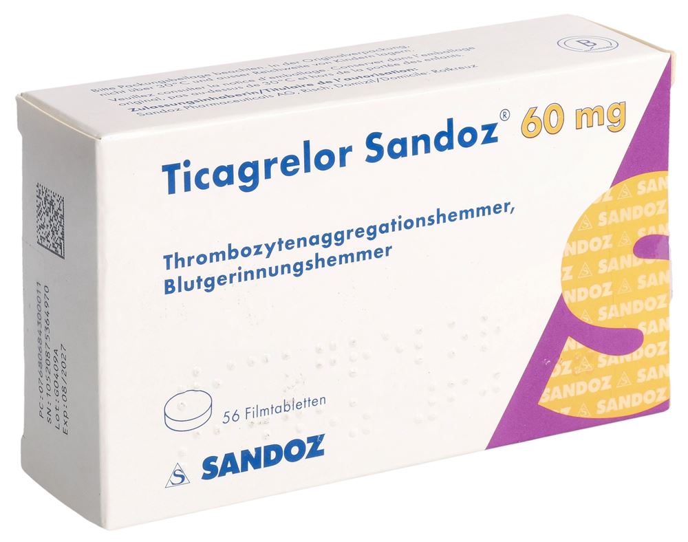 Ticagrelor Sandoz 60 mg, Filmtabletten