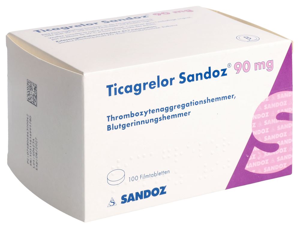 TICAGRELOR Sandoz cpr pell 90 mg 100 pce