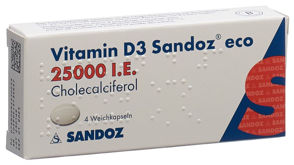 VITAMINE D3 Sandoz eco caps moll 25000 UI 4 pce
