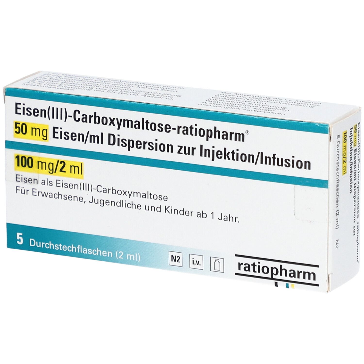 Eisencarboxymaltose Sandoz 100 mg / 2 ml, Dispersion zur Injektion/Infusion für intravenöse (i.v) Verabreichung