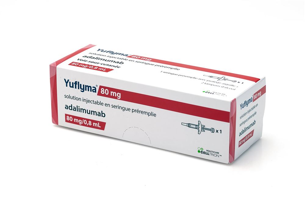 Yuflyma 80 mg, solution injectable en seringue préremplie avec protège-aiguille