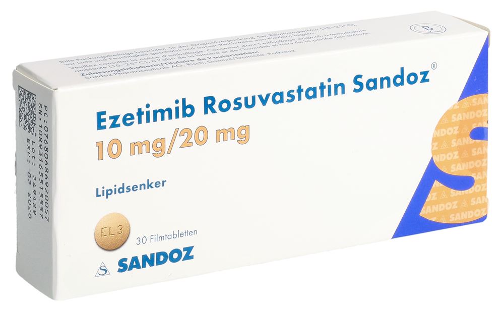 EZETIMIB ROSUVA Sandoz cpr pell 10 mg/20 mg 30 pce
