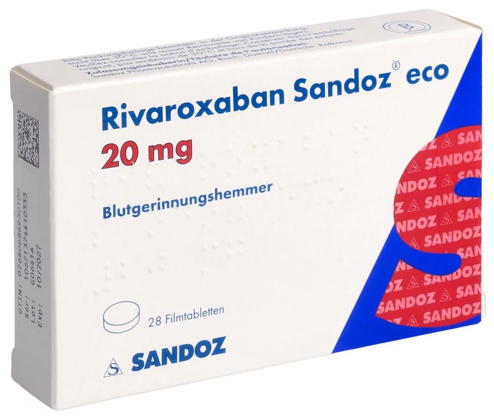 Rivaroxaban Sandoz eco 20 mg, Filmtabletten