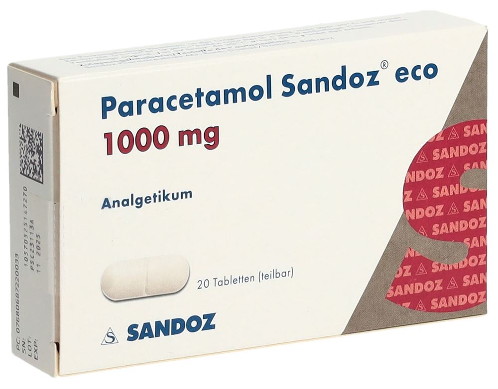 PARACETAMOL Sandoz eco cpr 1000 mg 20 pce