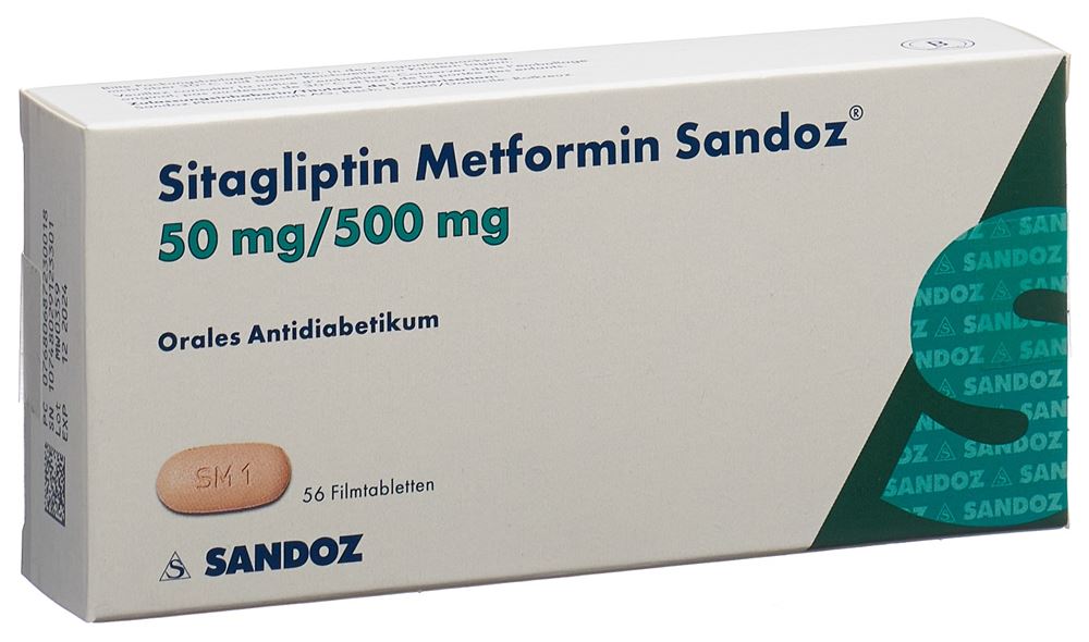 Sitagliptin Metformin Sandoz 50 mg/500 mg, Filmtabletten