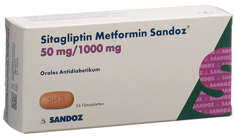 Sitagliptin Metformin Sandoz 50 mg/1000 mg, Filmtabletten
