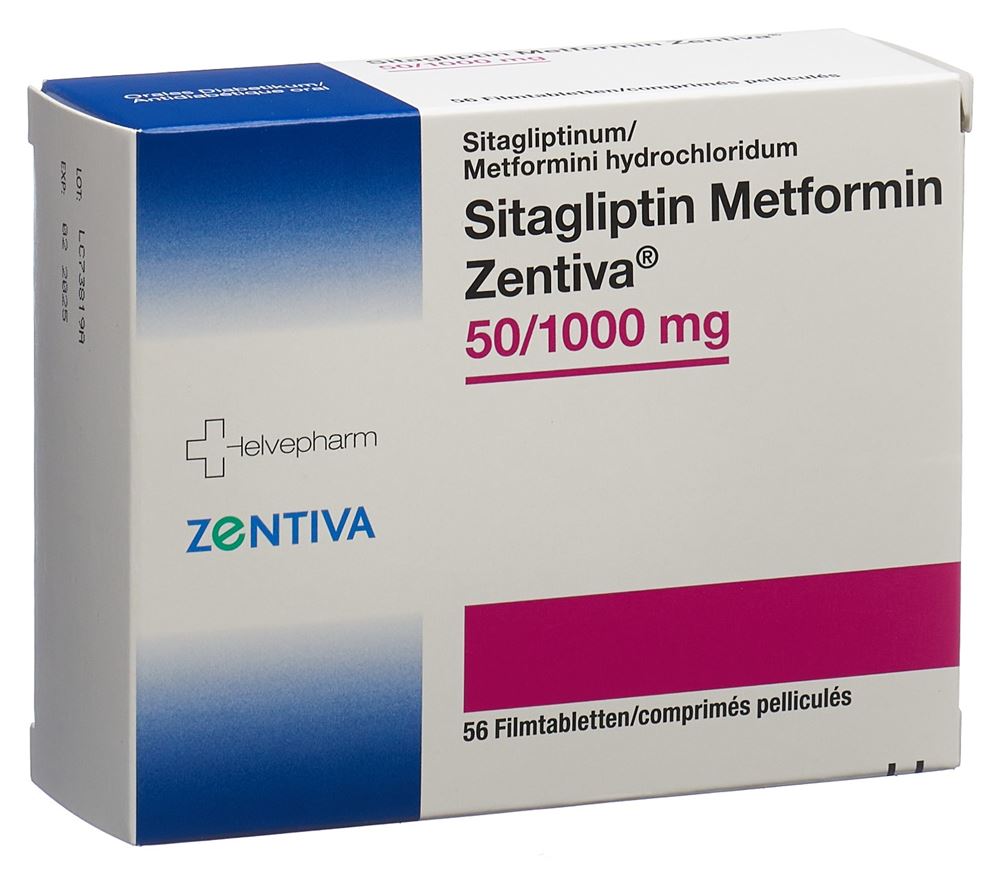 Sitagliptin Metformin Zentiva 50/1000mg, Filmtabletten