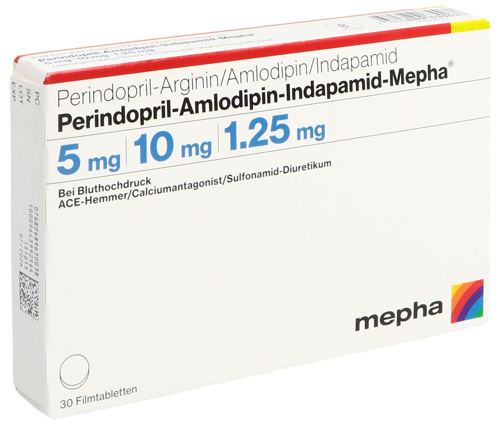 Perindopril-Amlodipin-Indapamid-Mepha 5mg/10mg/1.25 mg, Filmtabletten
