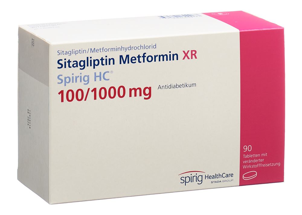 Sitagliptin Metformin XR Spirig HC 100/1000 mg, Tabletten mit veränderter Wirkstofffreisetzung