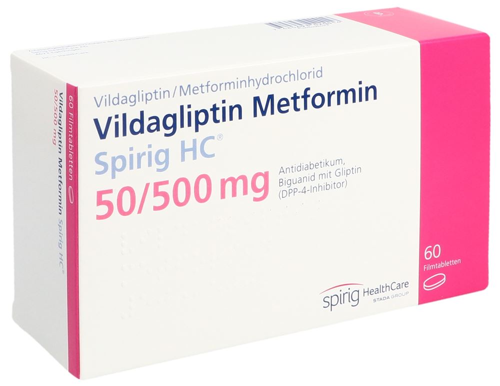 Vildagliptin Metformin Spirig HC 50 mg/500 mg, Filmtabletten