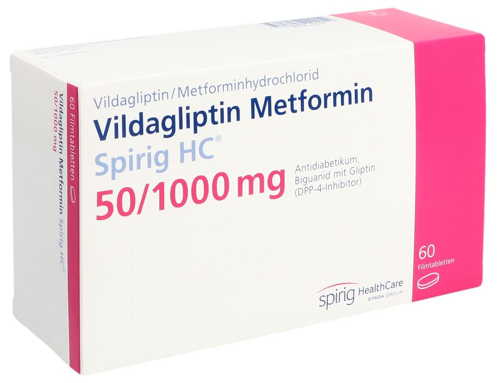 Vildagliptin Metformin Spirig HC 50 mg/1000 mg, Filmtabletten