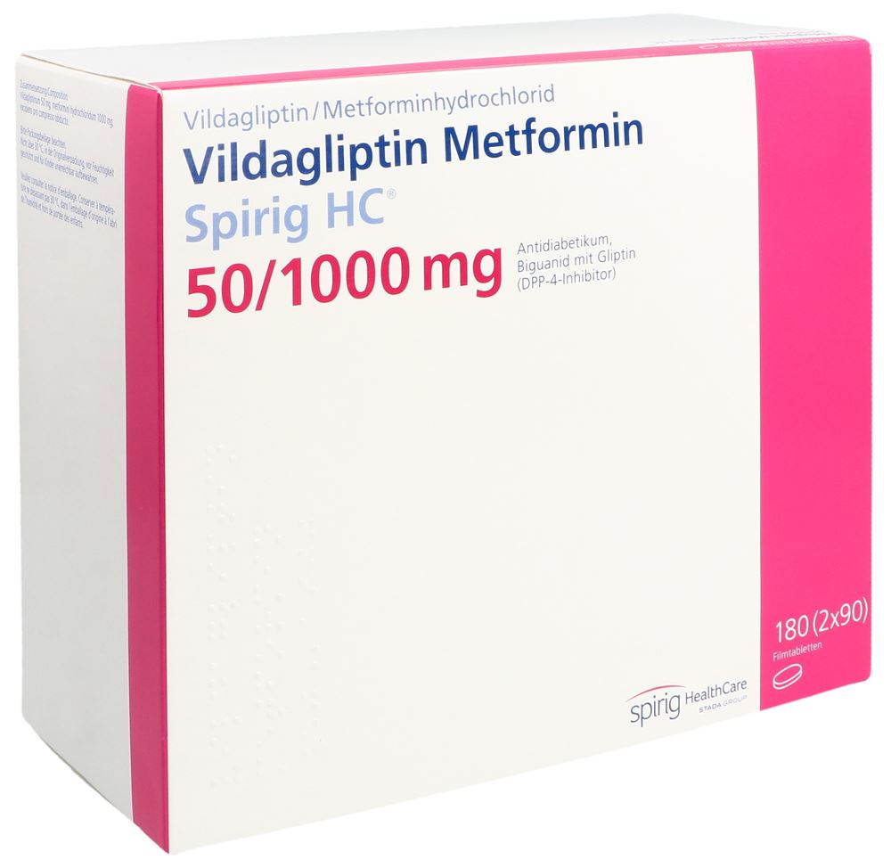 Vildagliptin Metformin Spirig HC 50 mg/1000 mg, Filmtabletten