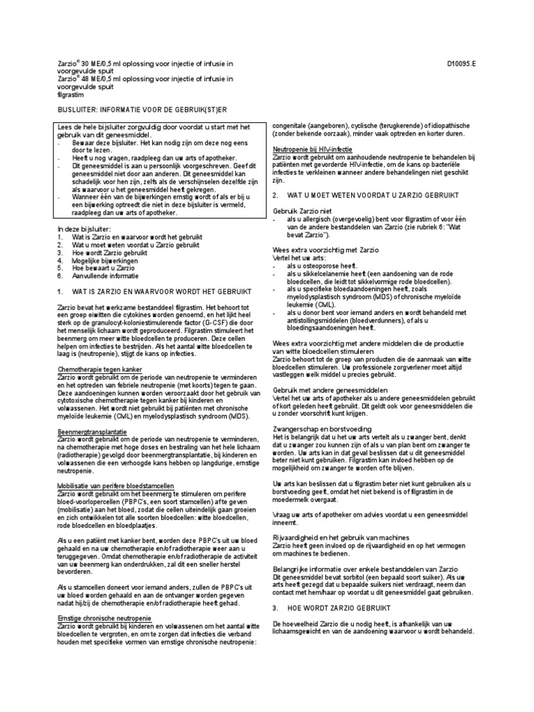 Zarzio 30 MU/0,5 ml, Injektionslösung in einer Fertigspritze