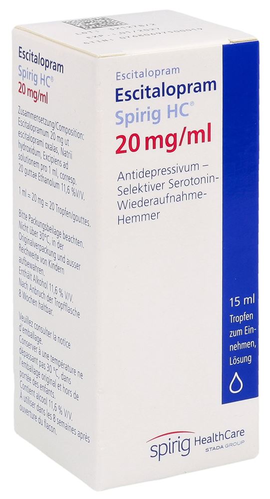 Escitalopram Spirig HC 20 mg/ml, Tropfen zum Einnehmen, Lösung