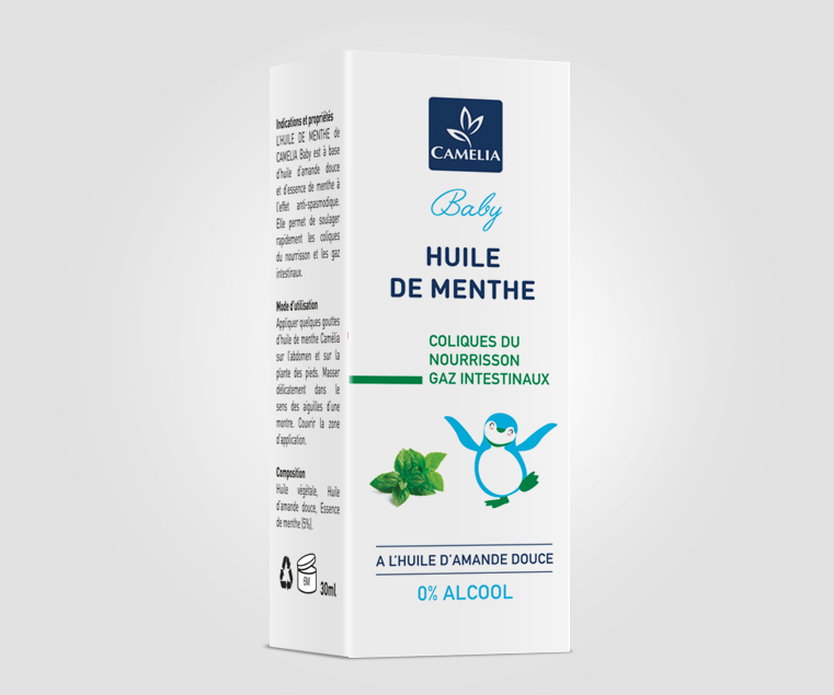 Huile de Menthe Carmol, Gouttes buvables, Liquide cutané et voie inhalée