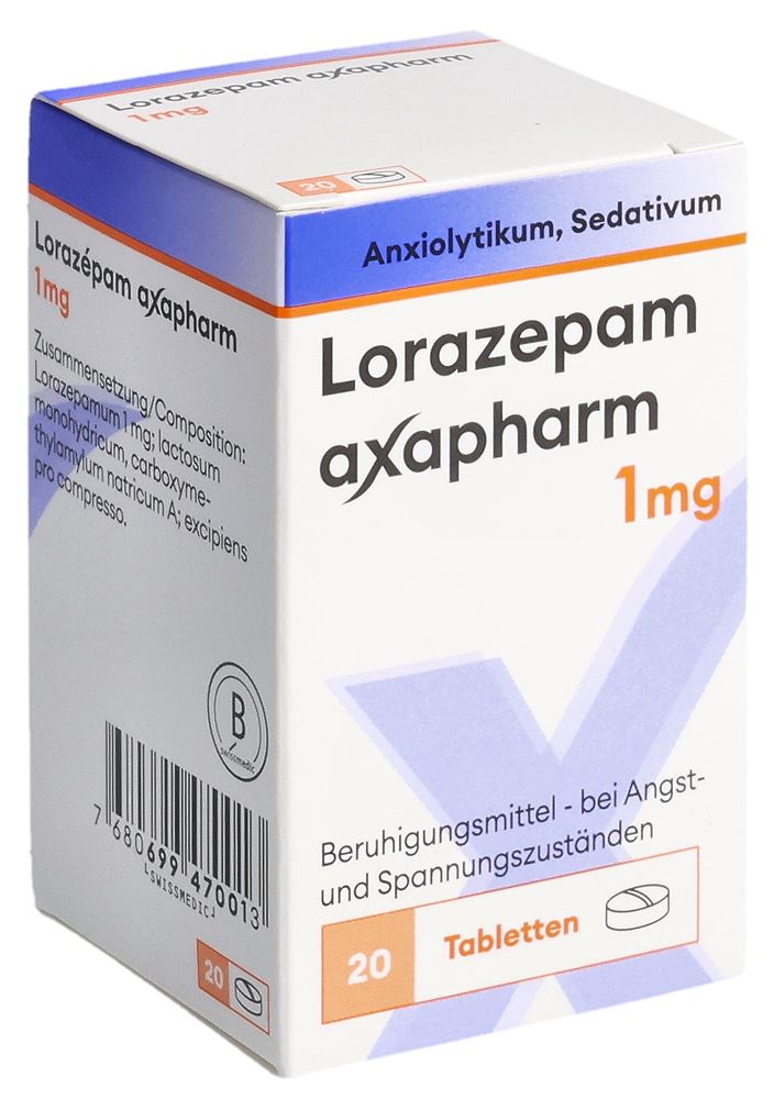LORAZEPAM axapharm cpr 1 mg bte 20 pce