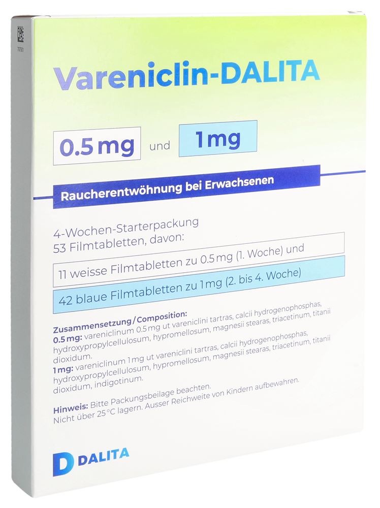 Varénicline-DALITA 0.5 mg + 1 mg, comprimés pelliculés