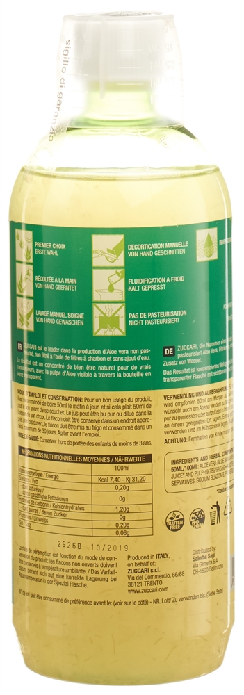 ZUCCARI Aloe Vera Saft rein 1 lt