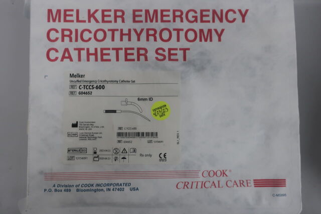 Melker Emergency Cricothyrotomy Catheter Set, 1 Set