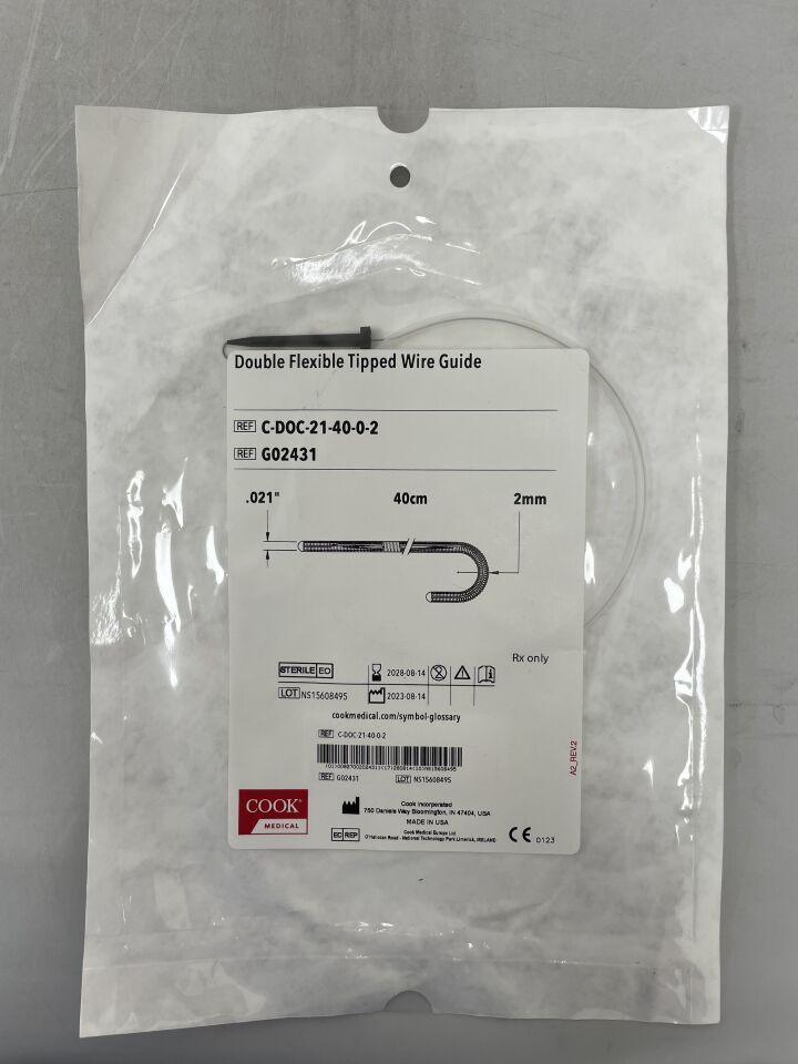 Straight And Curved Double Flexible Tipped Wire Guide, 1 Each