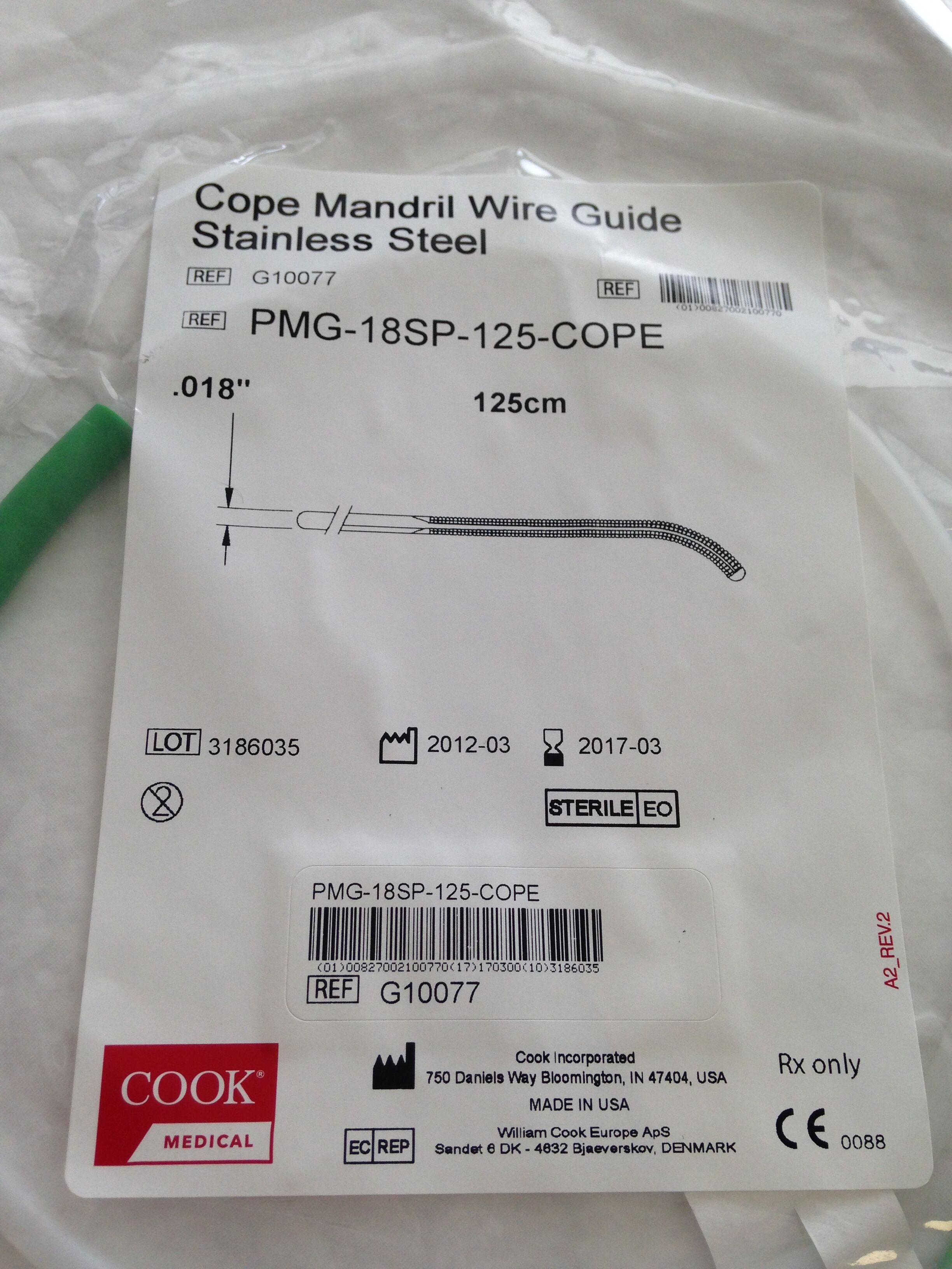 Cope Stainless Steel Mandril Wire Guide, 1 Each