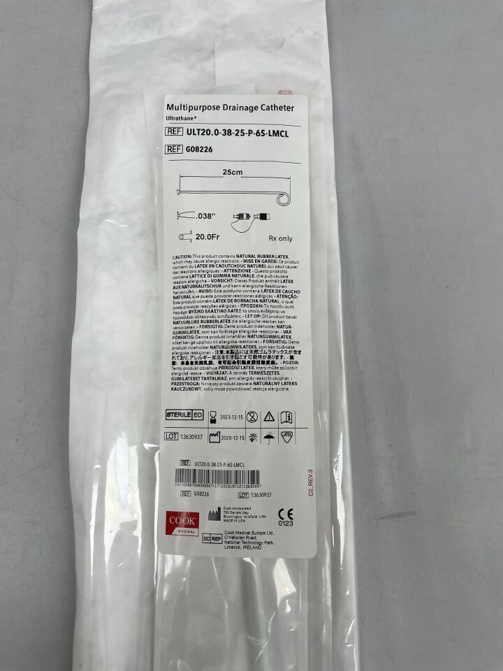 Ultrathane Cook-cope Type Locking Loop Multipurpose Drainage Catheter, 1 Each