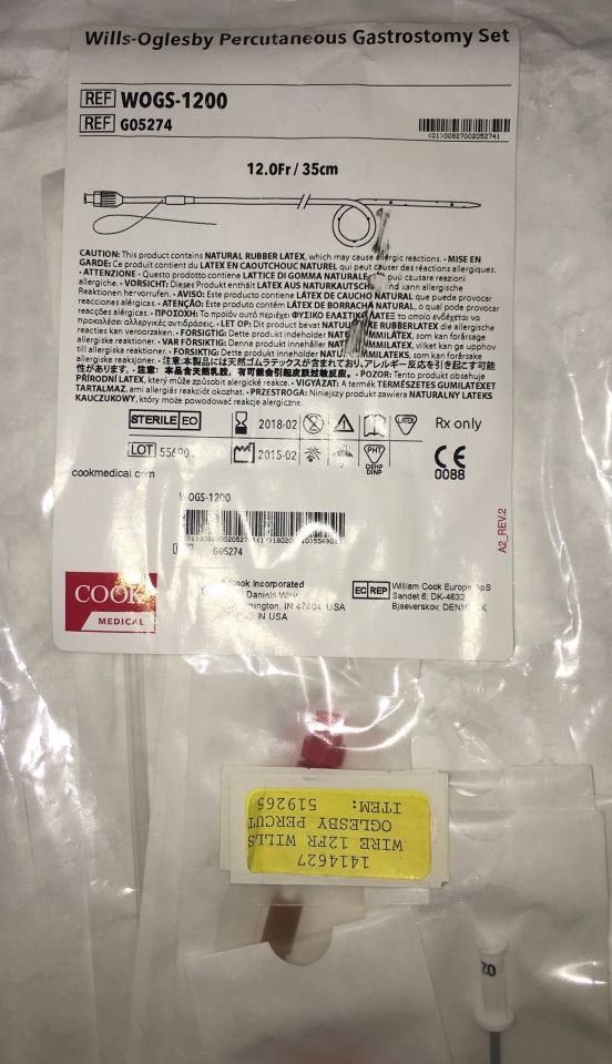 Ultrathane Wills-oglesby Percutaneous Gastrostomy Catheter, 1 Each