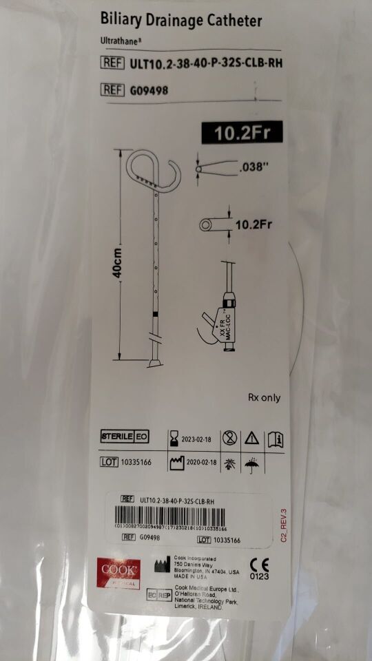 Ultrathane Cook-cope Type Locking Loop Biliary Drainage Catheter, 1 Each