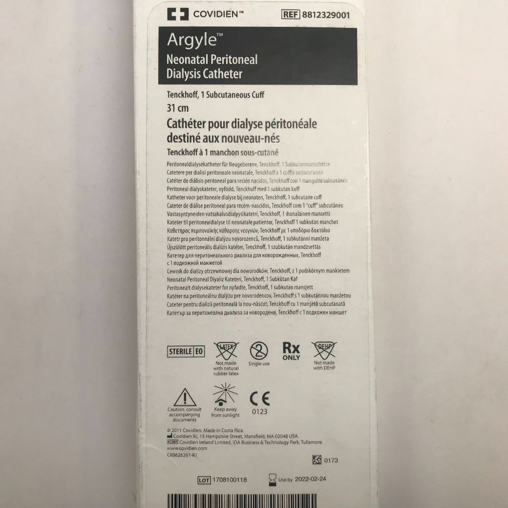 Tenckhoff Spiral Chronic Peritoneal Dialysis Catheter Set, 1 Set