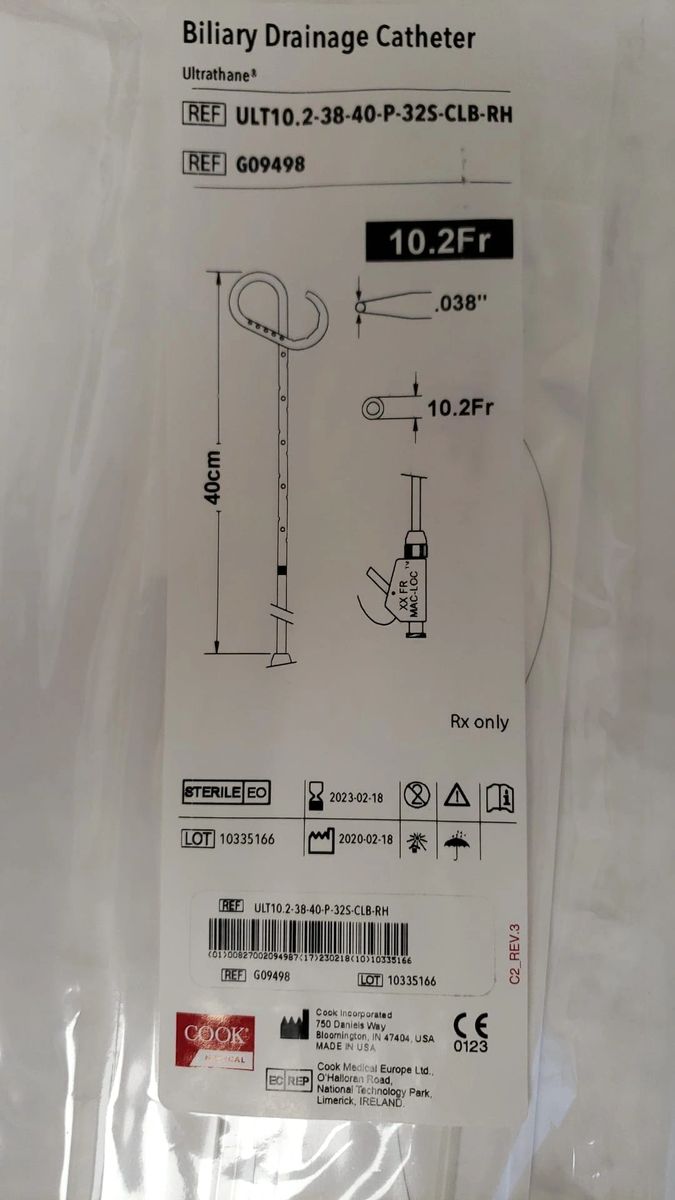 Ultrathane Mac-loc Locking Loop Biliary Drainage Catheter, 1 Each