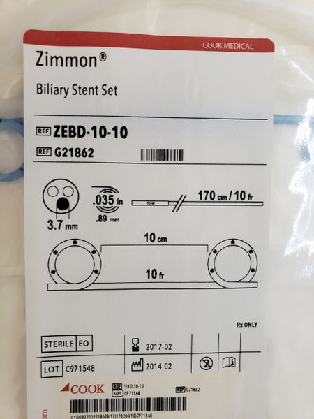 Zimmon Biliary Stent, 1 Each