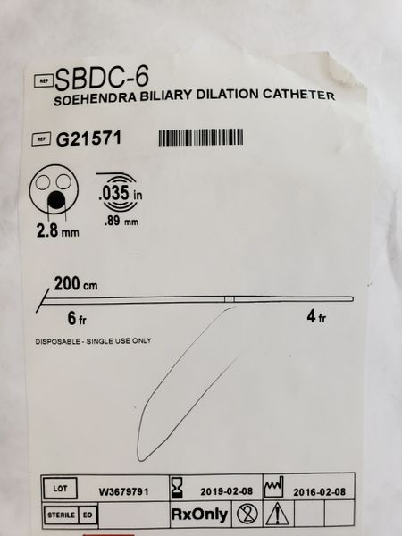 Soehendra Biliary Dilation Catheter, 1 Each