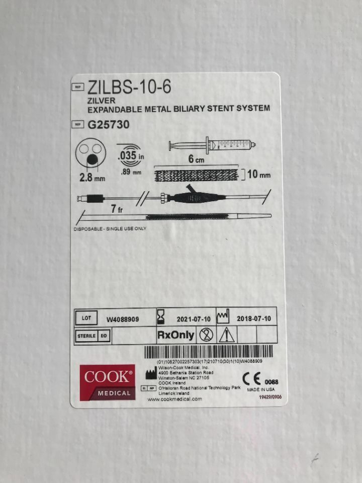 Zilver Expandable Metal Biliary Stent System, 1 Each