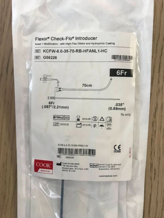 Flexor Check-flo Introducer With High Flex Dilator, 1 Each
