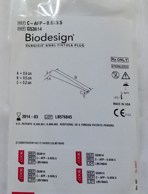 Biodesign Fistula Plug, 1 Each
