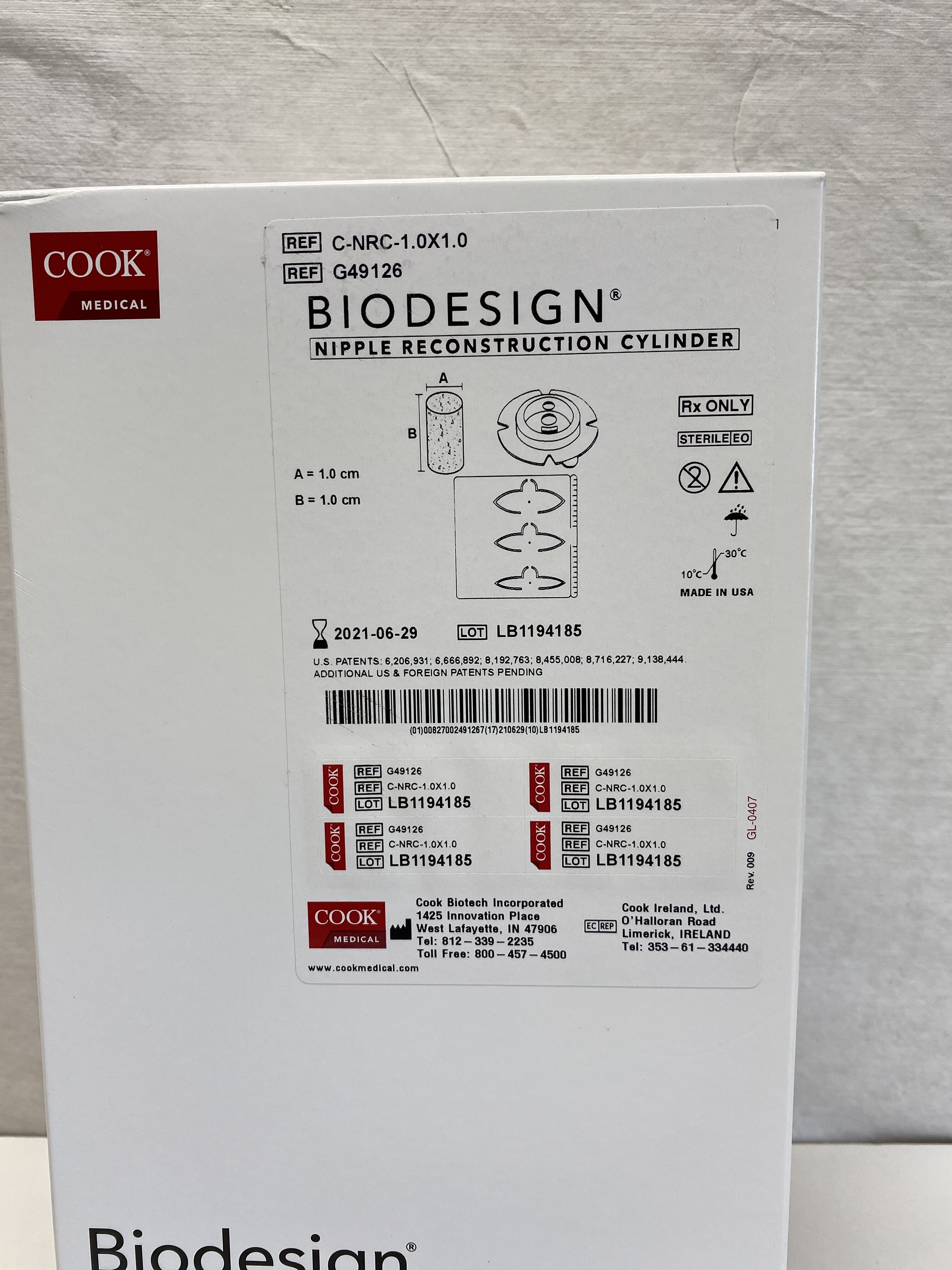 Biodesign Nipple Reconstruction Cylinder, 1 Kit