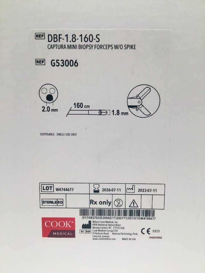 Captura Mini Biopsy Forceps W/o Spike, 1 Each
