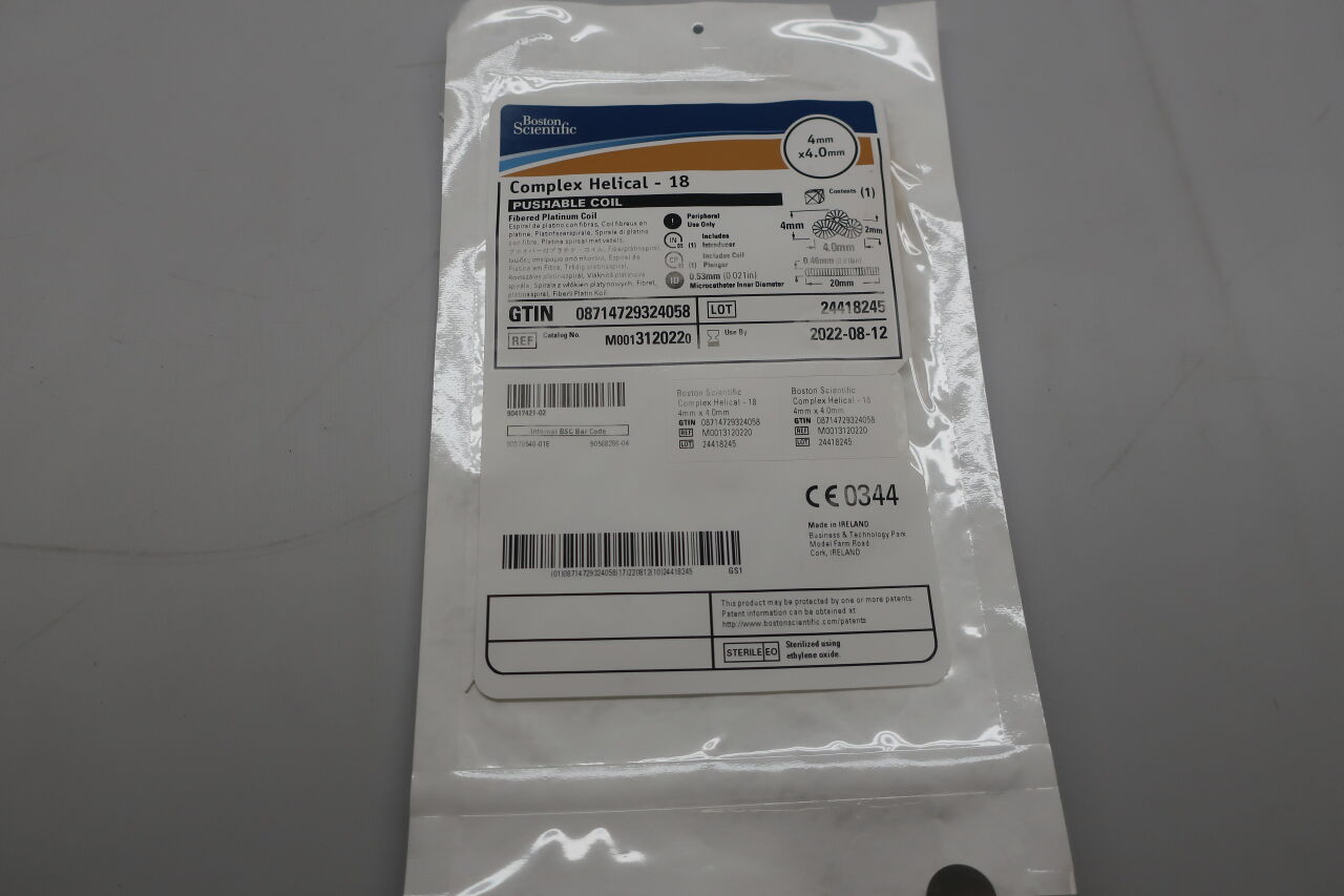 Detach-18 Fibered Multi-spiral J- Coil Soft Platinum Embolization Coil System, 1 Each