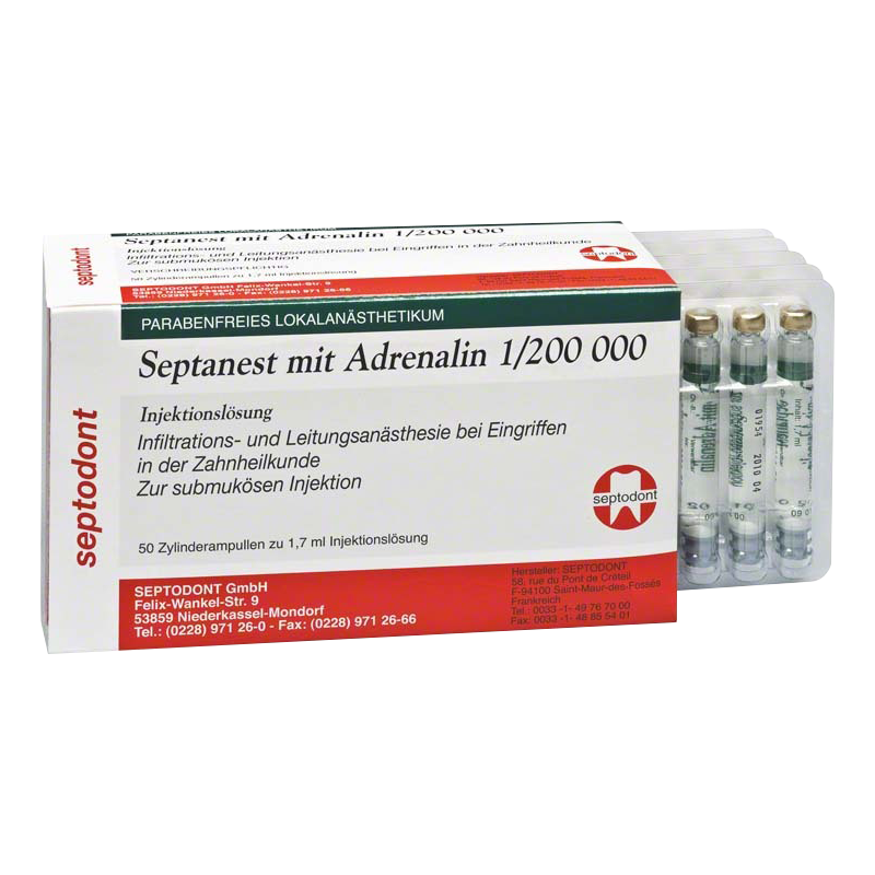 SEPTANEST ADRÉNALINÉE 1/200000 50 cartouche 1.7 ml