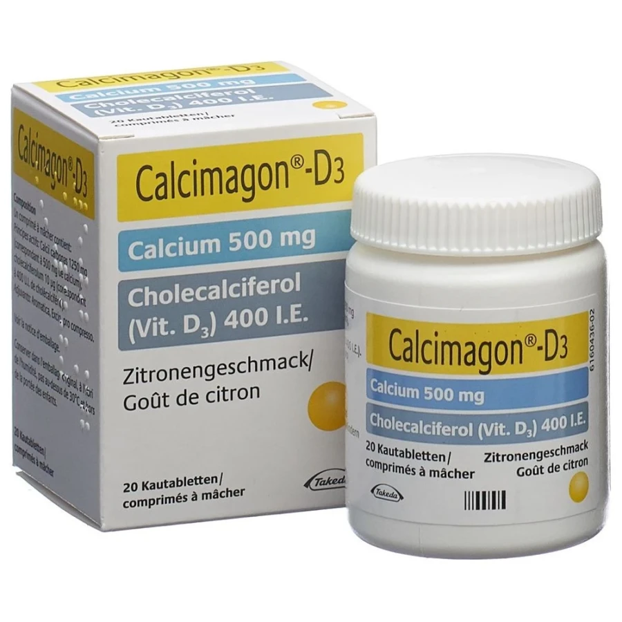 CALCIMAGON D3 cpr croquer 500/400 citron 20 pce