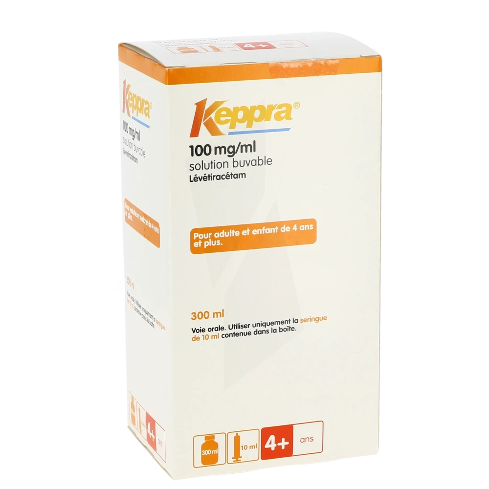 KEPPRA sol 100 mg/ml seringue dos 3 ml fl 150 ml