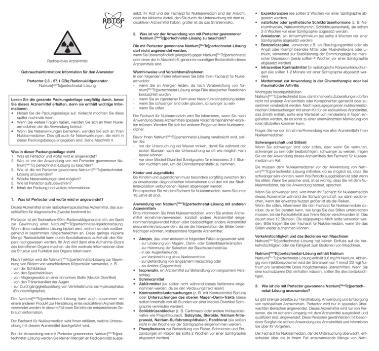 Pertector 2.3-57.1 GBq, Radionuklidgenerator